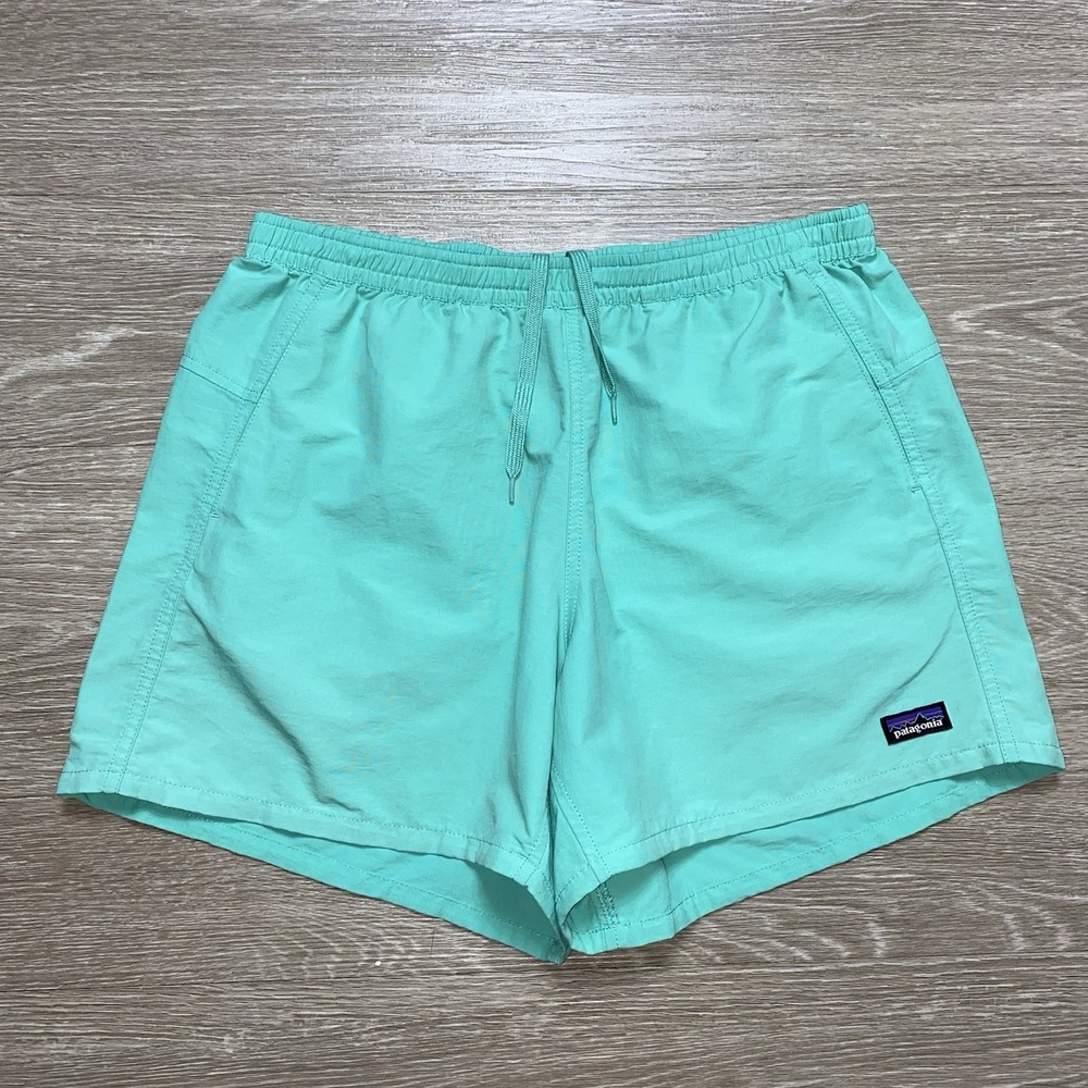 Patagonia Barely Baggies Shorts Women's M Teal Green Outdoors Hiking Climbing